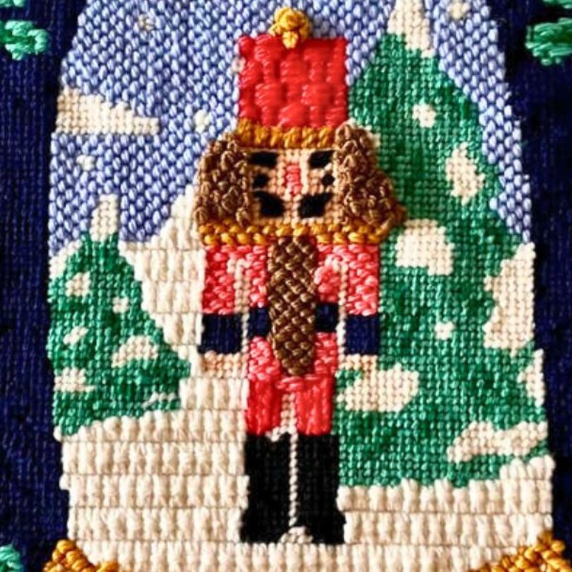Nutcracker in a Snow Globe Needlepoint Kit Stitch Guide