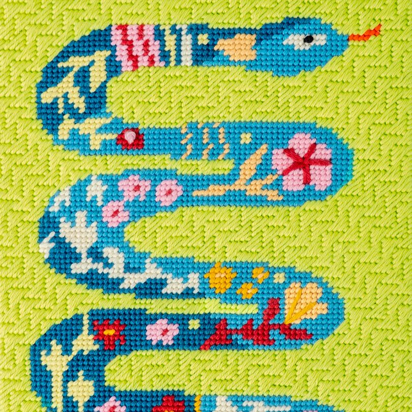 Floral Snake Needlepoint Kit Stitch Guide