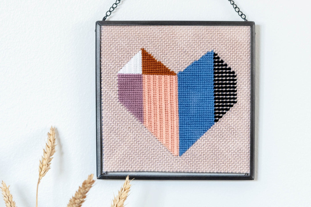 Origami Heart Beginner Needlepoint Kit - Stitch Guide: 2 Versions
