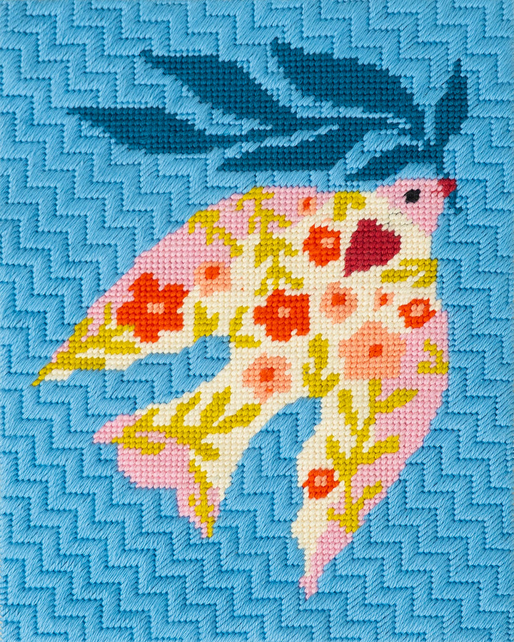 Gobelinstickerei-Set mit Blumen und Vögeln