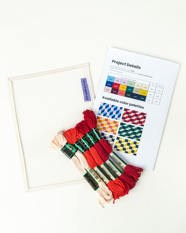 Tumbling Blocks V3: Needlepoint Counted Kit for Clutch Insert