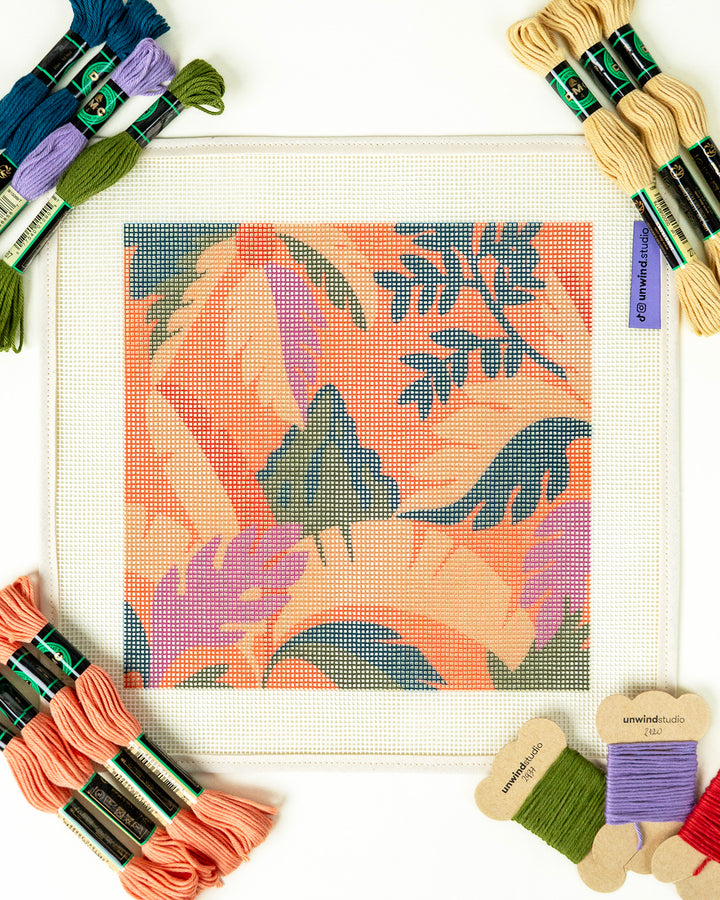 Tropical Mountain Red Needlepoint Kit