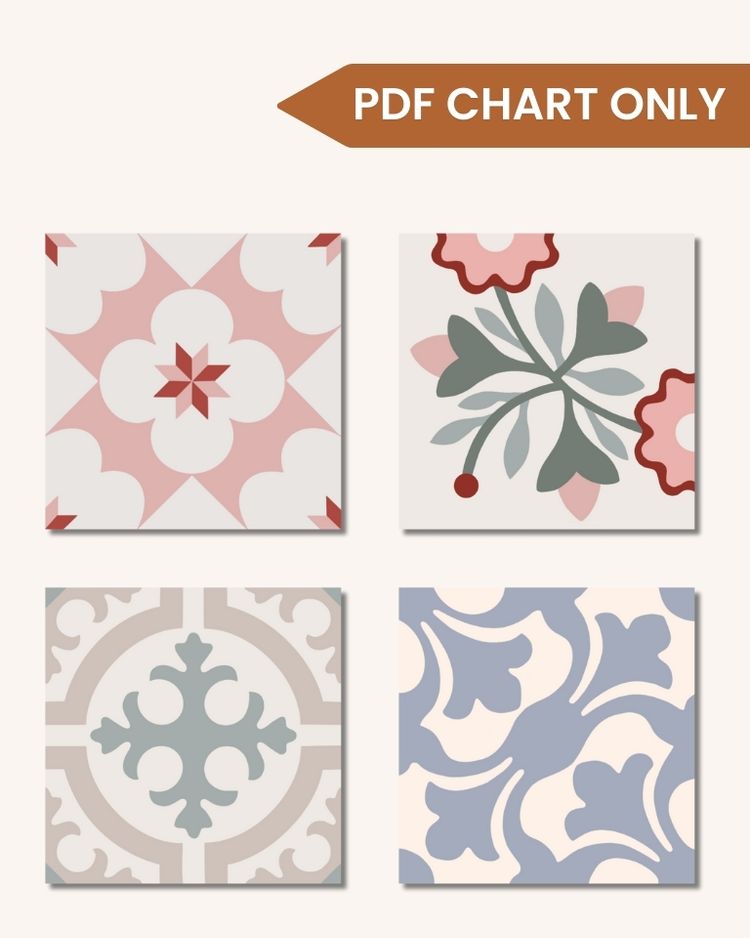 Floral Tiles Needlepoint Chart - Digital Download by Unwind Studio