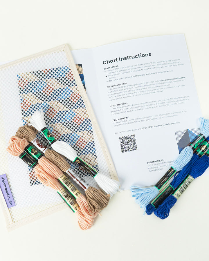 Tumbling Blocks V4: Needlepoint Counted Kit for Clutch Insert