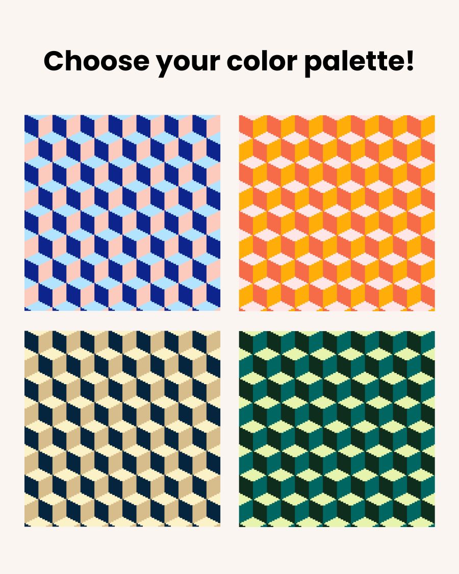 Tumbling Blocks V2 : Kit de coussins pour broderie (toiles comptées)