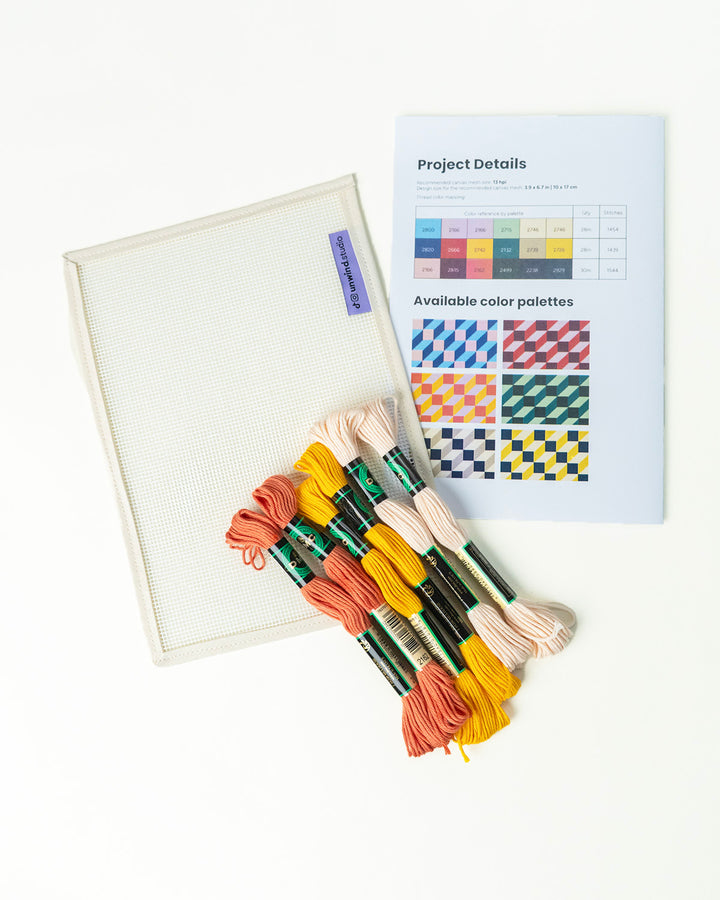 Tumbling Blocks V3: Needlepoint Counted Kit for Clutch Insert