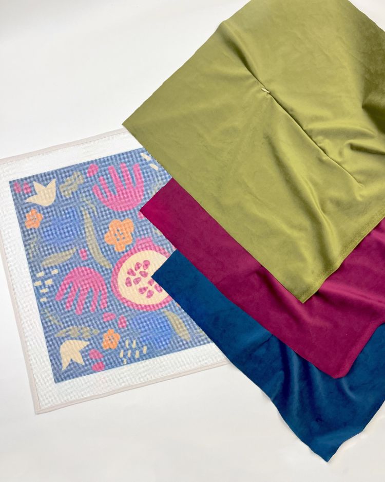 Pomegranates & Flowers Needlepoint Cushion Kit by Unwind Studio