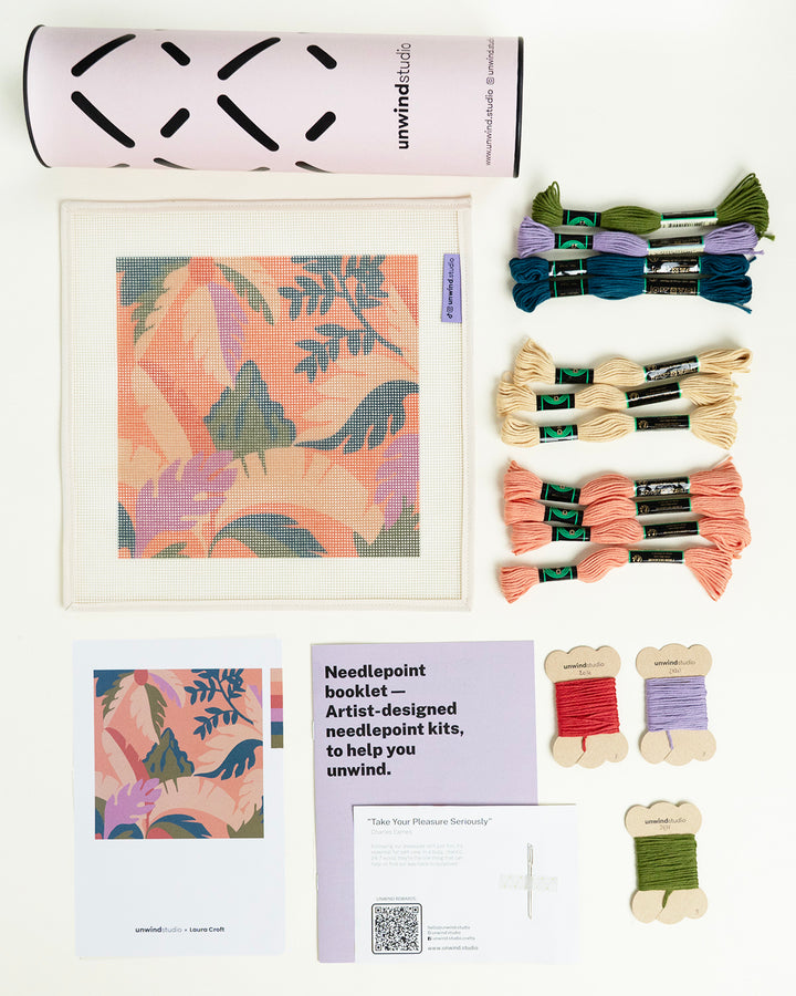 Tropical Mountain Red Needlepoint Kit