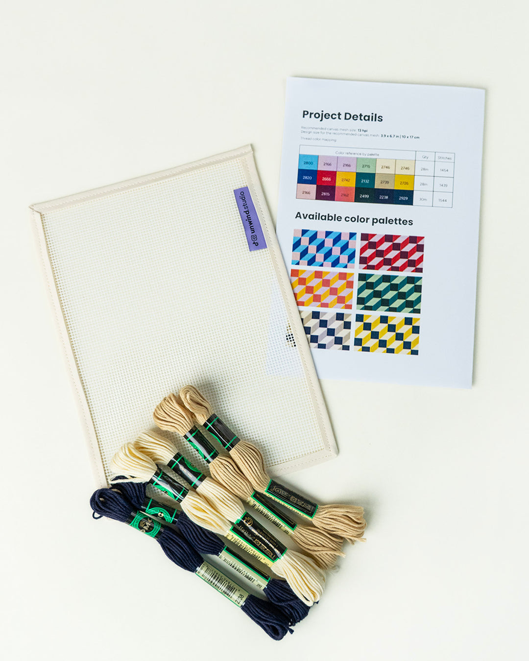 Tumbling Blocks V3: Needlepoint Counted Kit for Clutch Insert