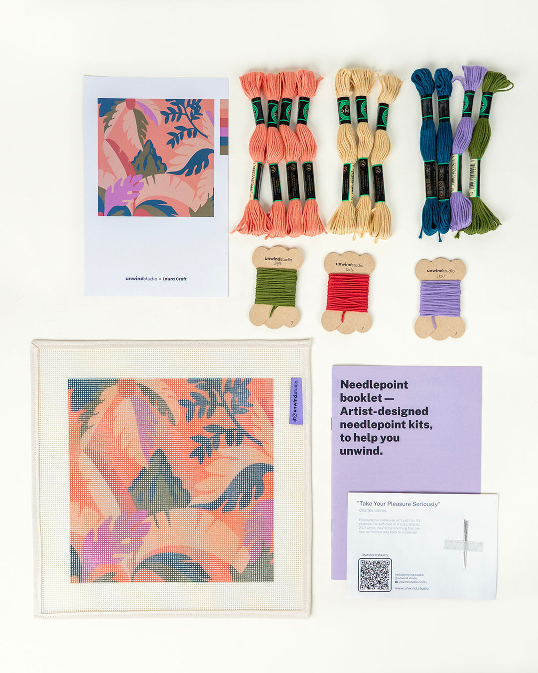 Tropical Mountain Red Needlepoint Kit