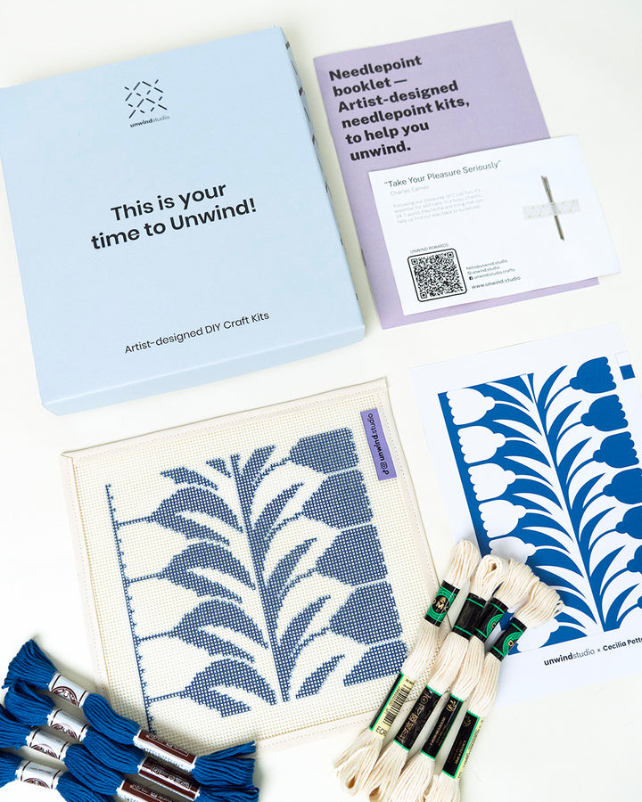 Blue Mirror Sunglasses Case Needlepoint Kit