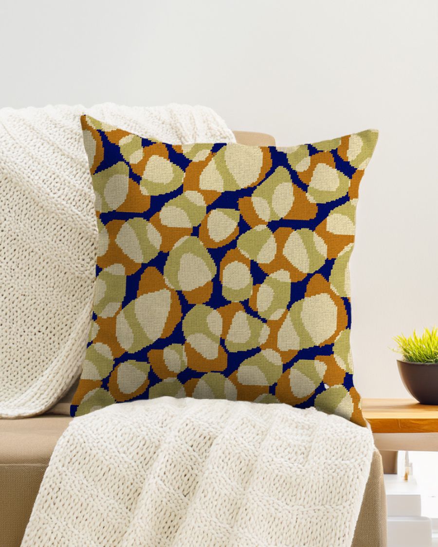Carambola (Orange & Blue) Needlepoint Cushion Kit