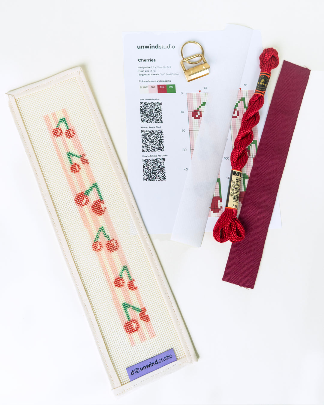 Cherries Key Fob Needlepoint Kit