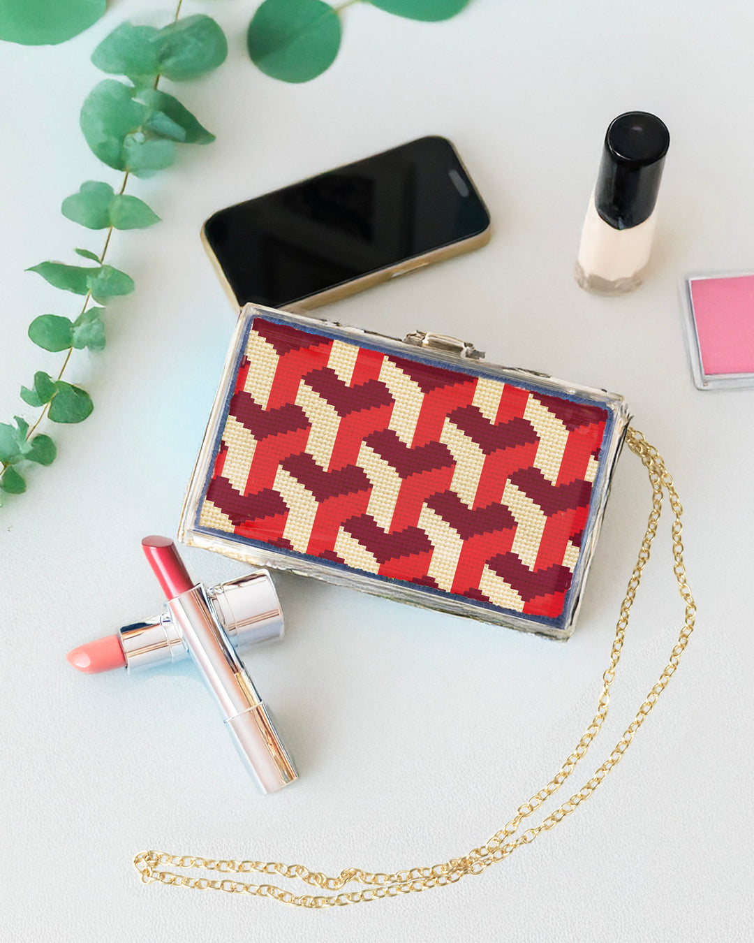 Tumbling Blocks V3: Needlepoint Counted Kit for Clutch Insert