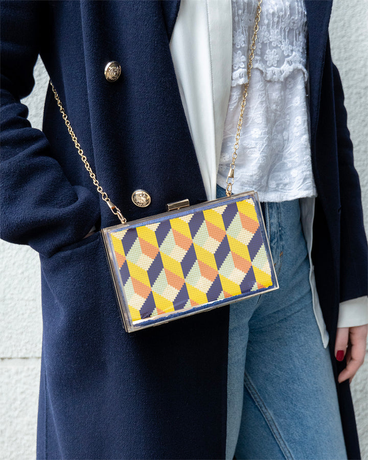 Tumbling Blocks V4: Needlepoint Counted Kit for Clutch Insert