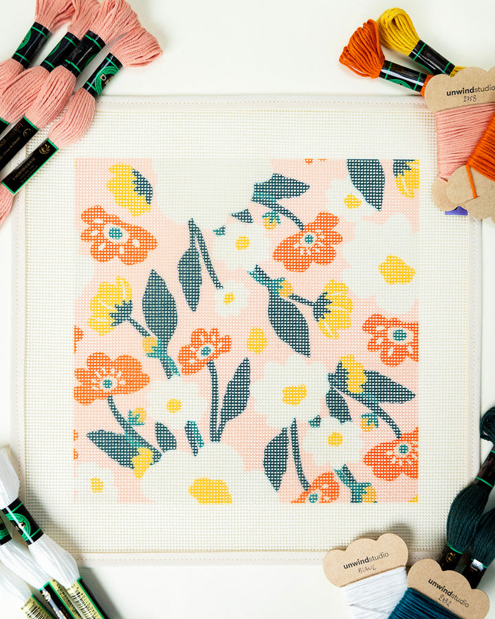 Contemporary Floral Pattern Needlepoint Kit