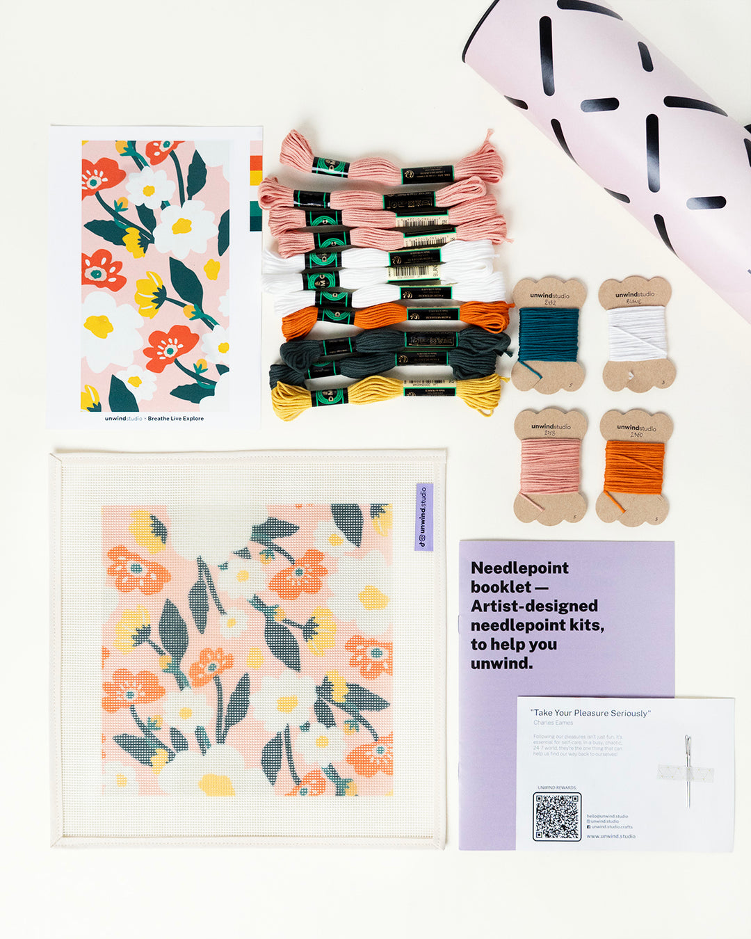 Contemporary Floral Pattern Needlepoint Kit