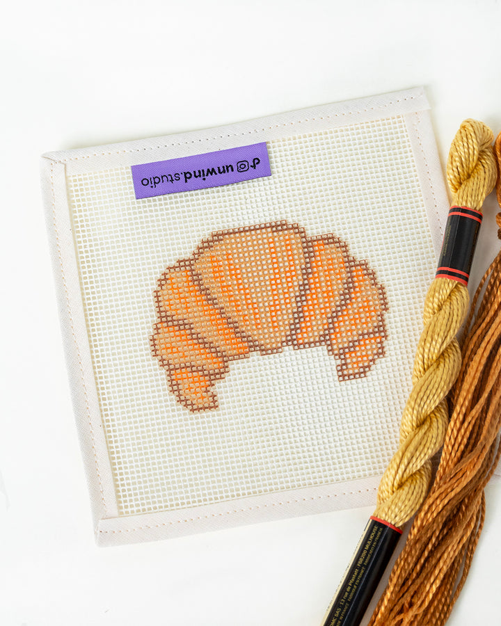 Croissant Bag Charm Needlepoint Kit