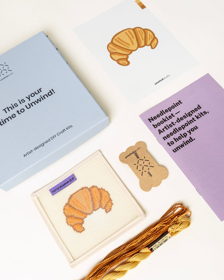 Croissant Bag Charm Needlepoint Kit