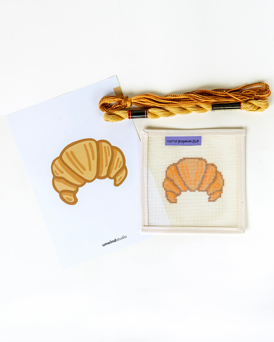 Croissant Bag Charm Needlepoint Kit