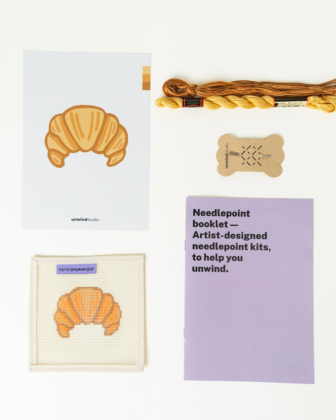 Croissant Bag Charm Needlepoint Kit