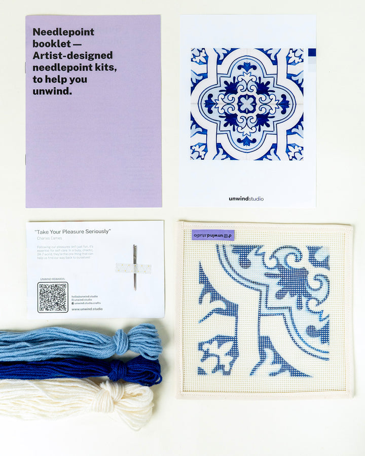 Portuguese Tiles Needlepoint Kit: Cunha by Unwind Studio