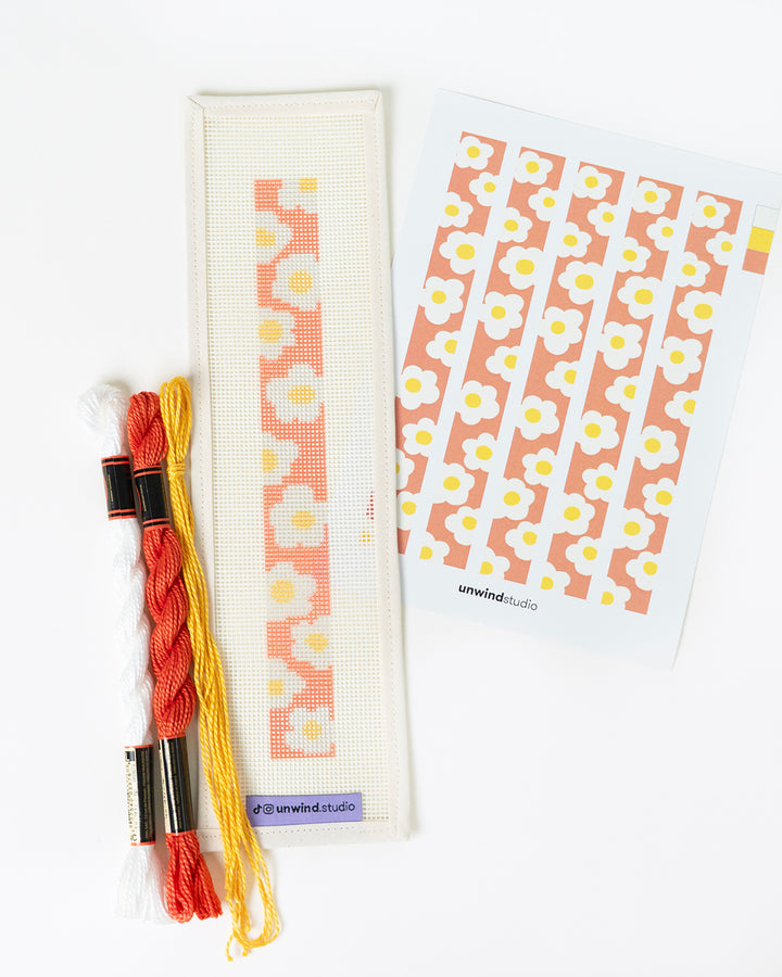 Daisies - Pink Key Fob Needlepoint Kit
