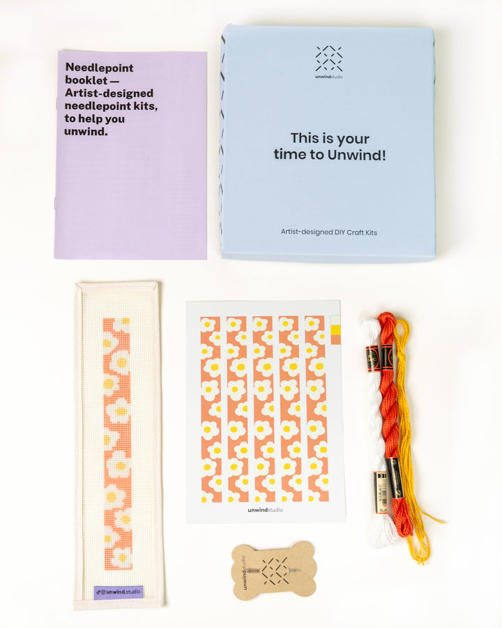 Daisies - Pink Key Fob Needlepoint Kit