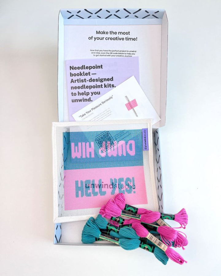 Dump Him/Hell Yes Sunglasses Case Needlepoint Embroidery Kit