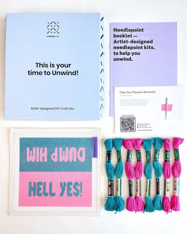 Dump Him/Hell Yes Sunglasses Case Needlepoint Embroidery Kit