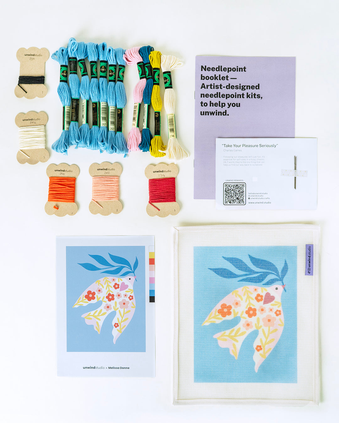 Gobelinstickerei-Set mit Blumen und Vögeln