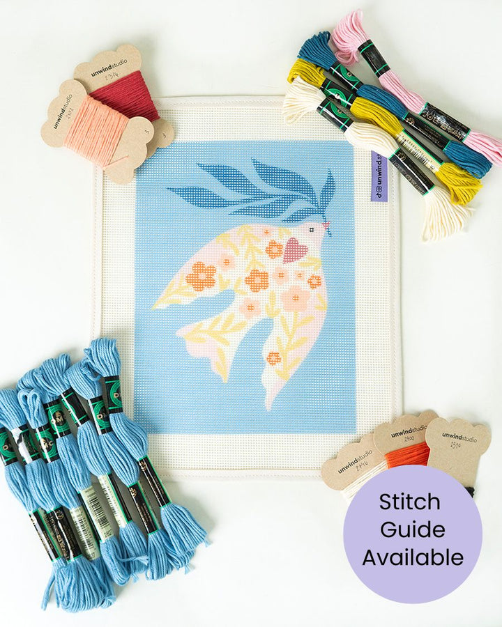 Gobelinstickerei-Set mit Blumen und Vögeln