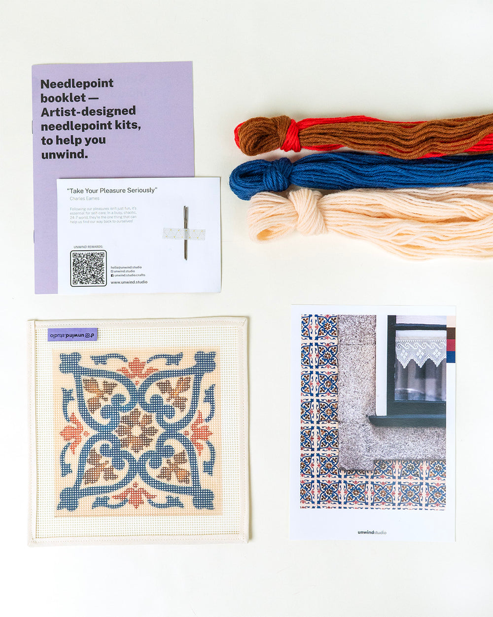 Portuguese Tile Needlepoint Kit: Foz do Douro by Unwind Studio