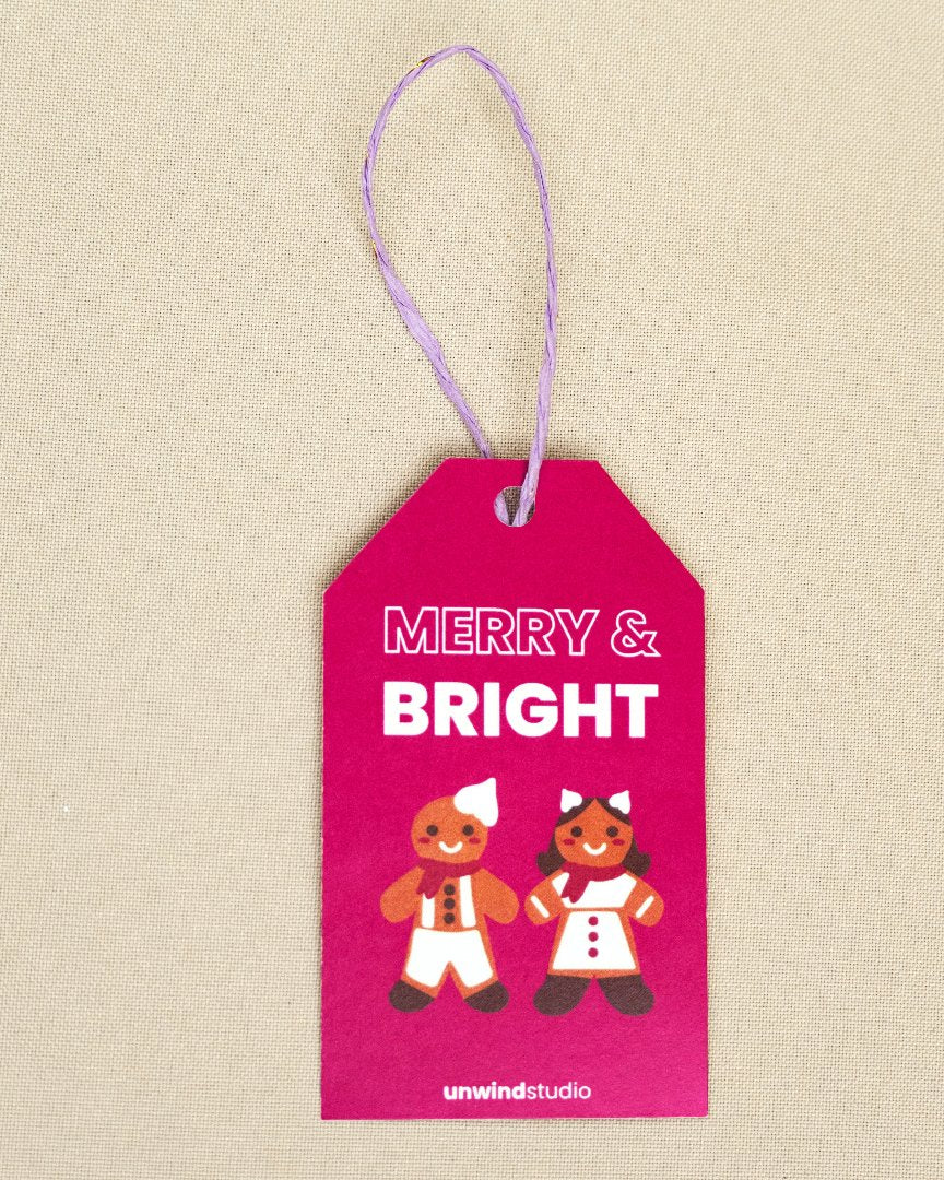 Gift Tag "Merry & Bright"- front view