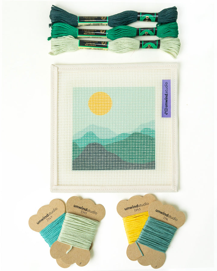 Green Mountains Coaster- canva and threads