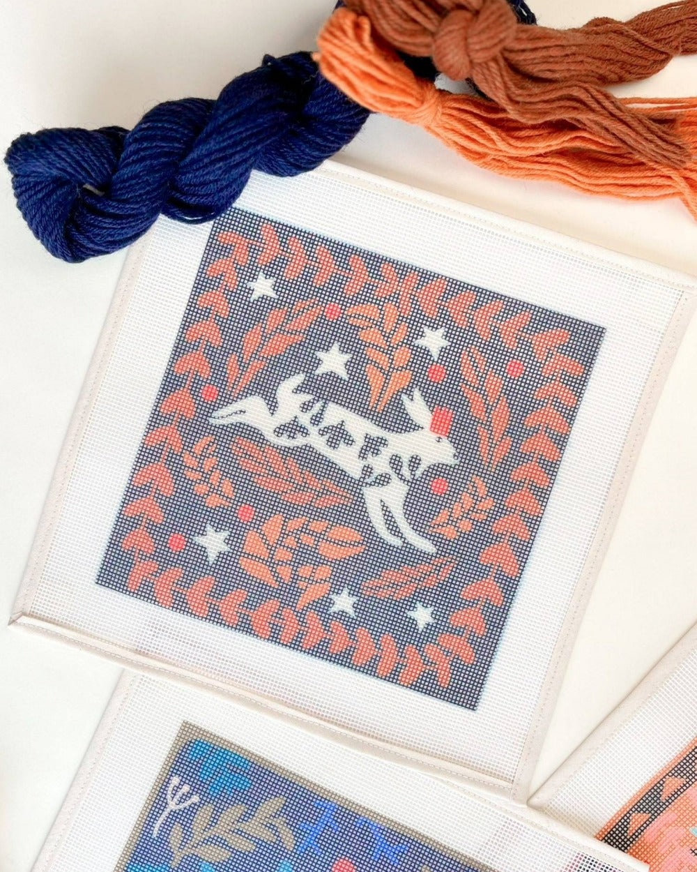Hares running in the Night Needlepoint Kit by Unwind Studio