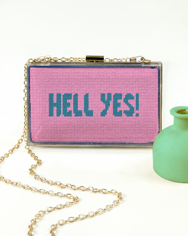 Hell Yes! Needlepoint Kit for Clutch Insert