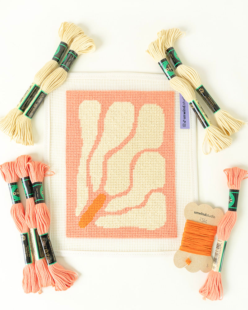 Itsas lorea 2 Needlepoint Kit- work in progress and threads