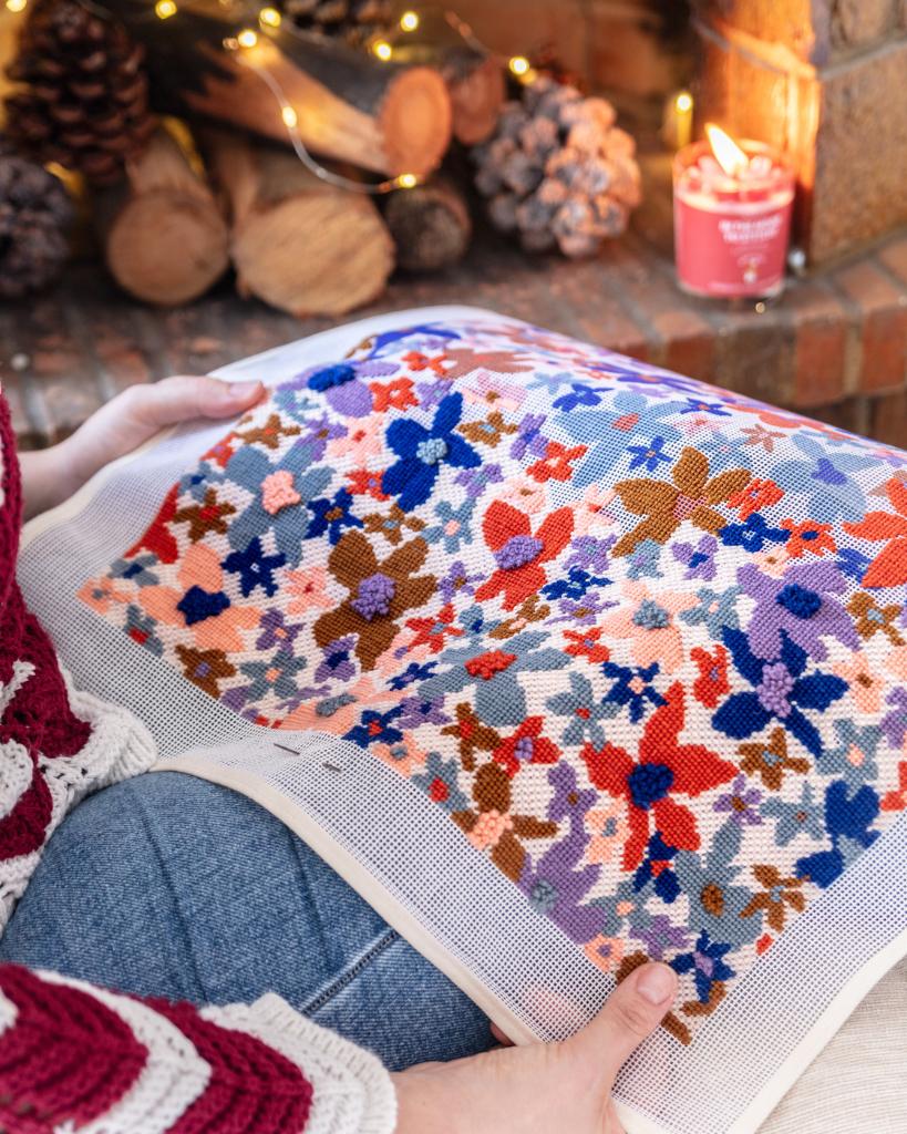 Laura Flor Needlepoint Cushion Kit by Unwind Studio