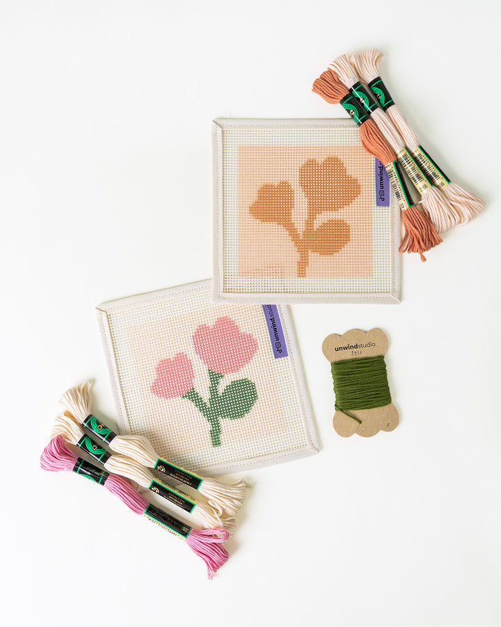 The two flower sisters coasters_ canvas and threads