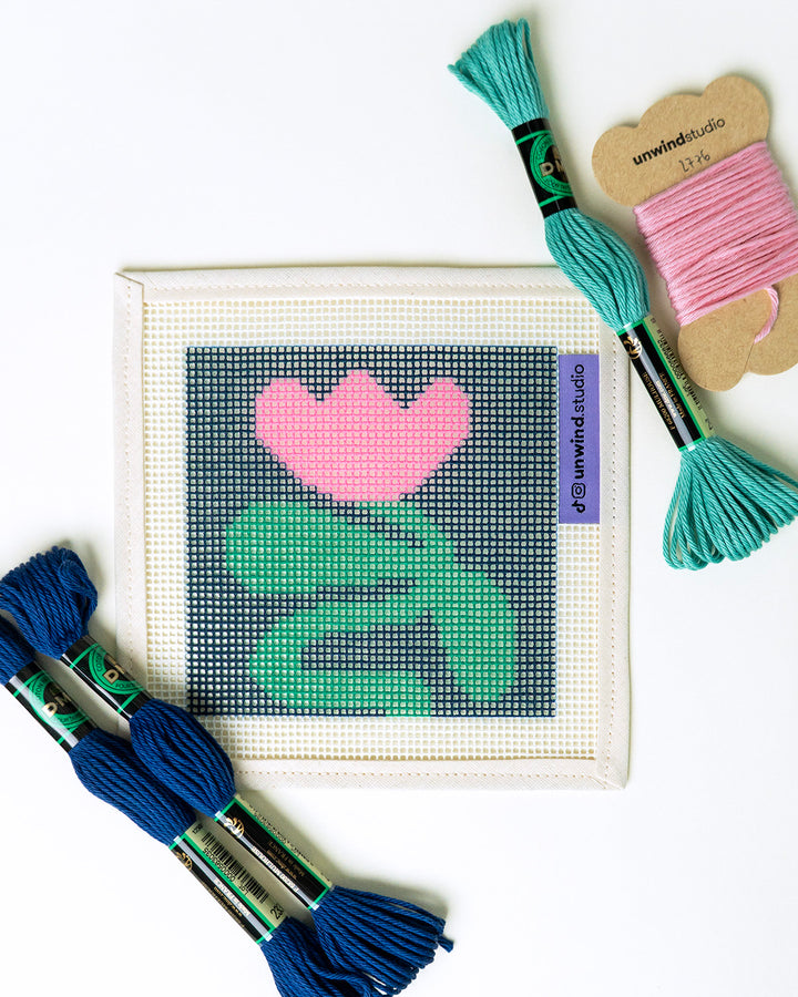 Blue, green and pink Level 0 Petals Coasters- Canvas and threads