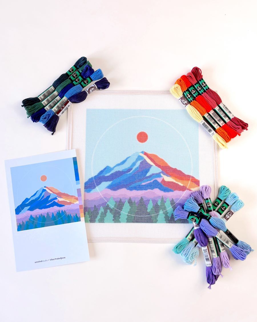MT Rainier Modern Needlepoint Kit by Unwind Studio