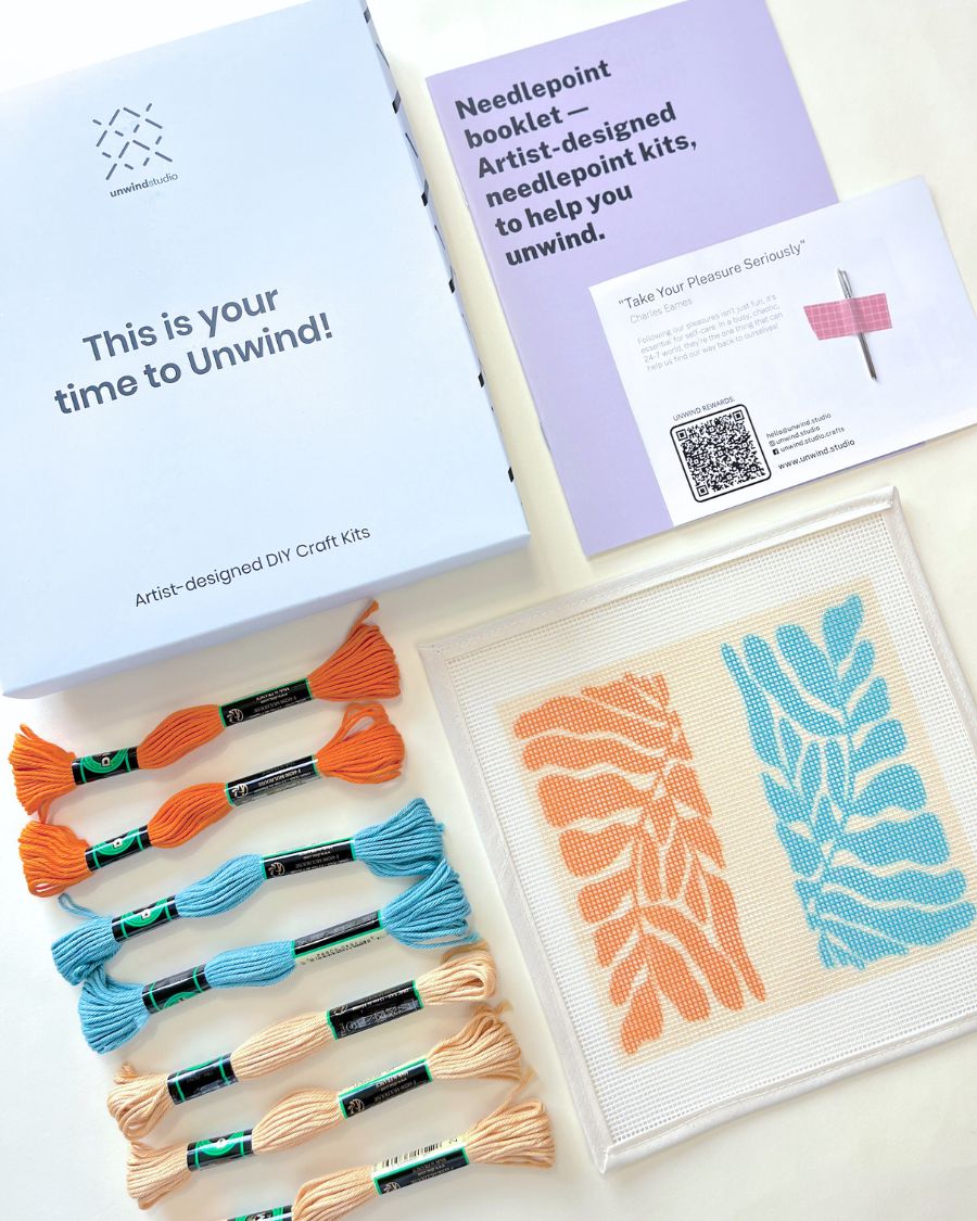 *Matisse's Leaves V1 Sunglasses Case Needlepoint Kit by Unwind Studio