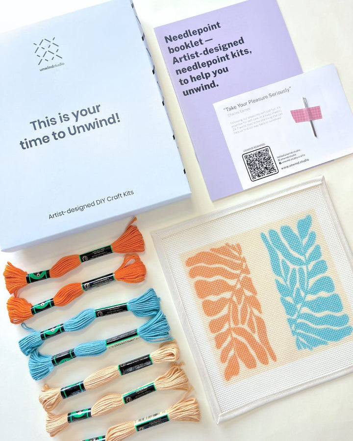 *Matisse's Leaves V1 Sunglasses Case Needlepoint Kit by Unwind Studio