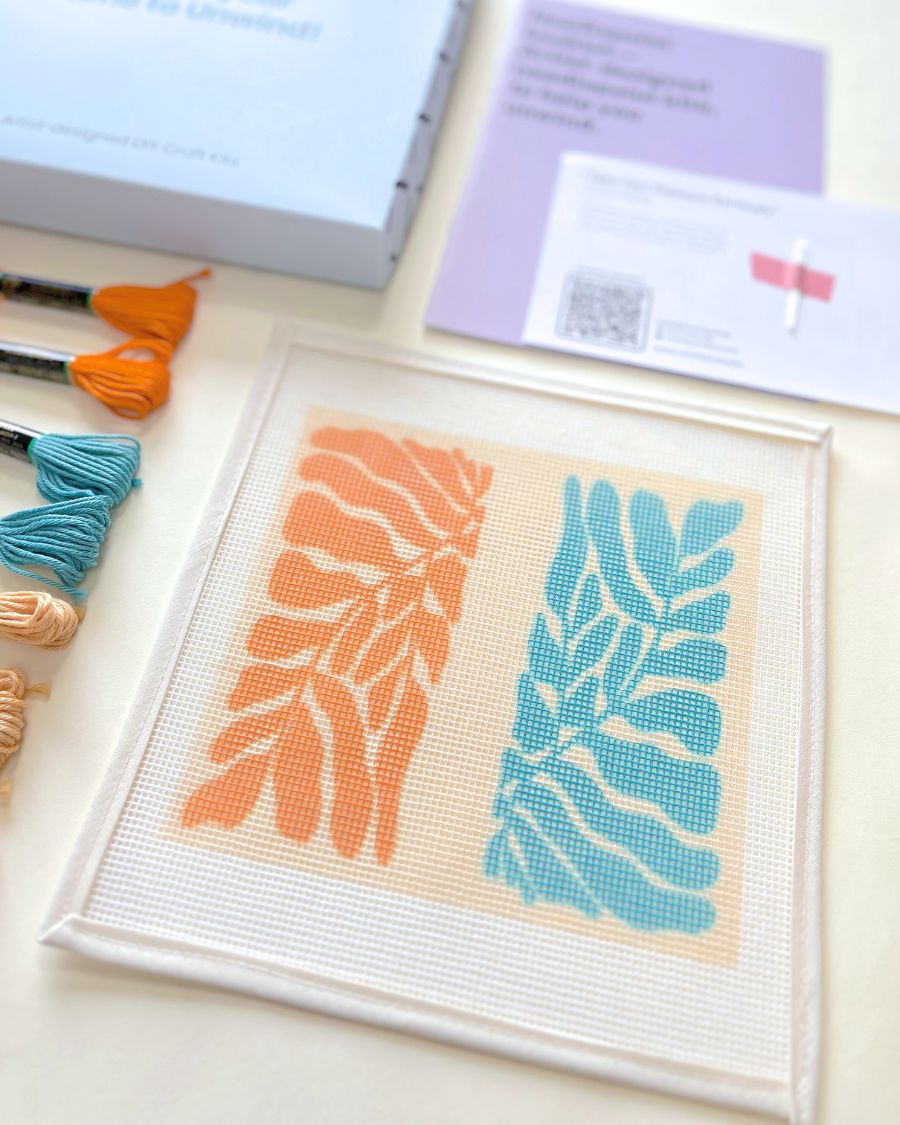 *Matisse's Leaves V1 Sunglasses Case Needlepoint Kit by Unwind Studio
