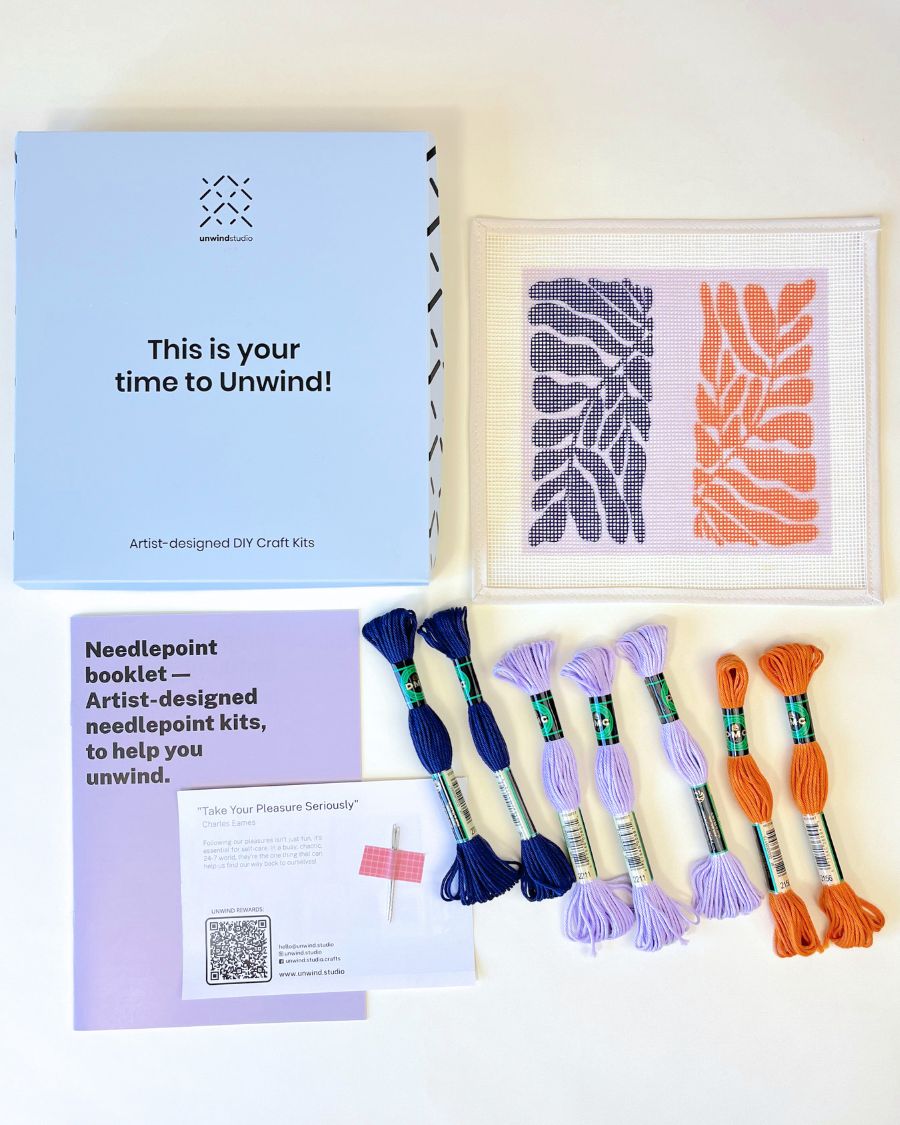 Matisse's Leaves V2 Sunglasses Case Needlepoint Kit by Unwind Studio