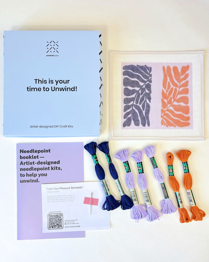 Matisse's Leaves V2 Sunglasses Case Needlepoint Kit by Unwind Studio