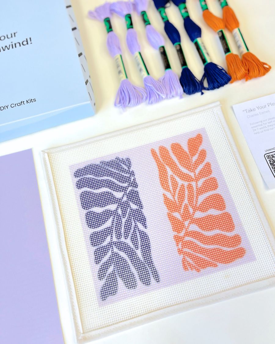 Matisse's Leaves V2 Sunglasses Case Needlepoint Kit by Unwind Studio