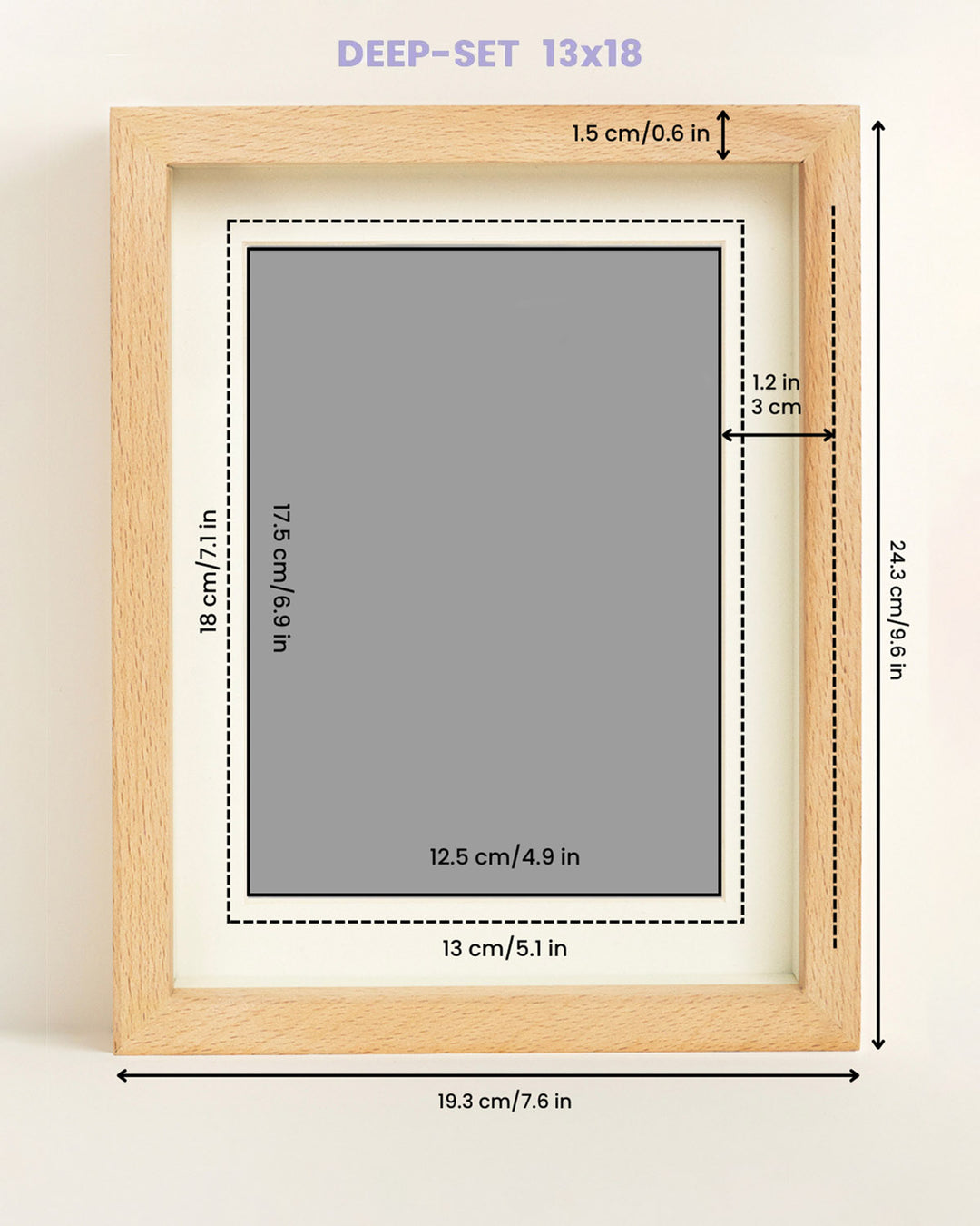 Solid Beech Wood Frame: Deep-Set