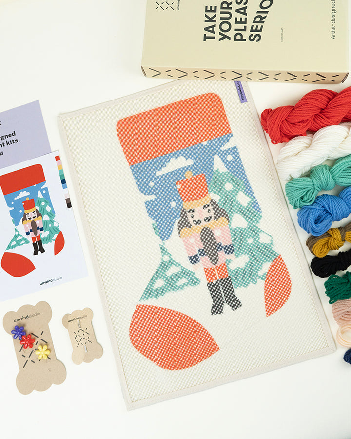 Nutcracker in the Snow Stocking Needlepoint Kit